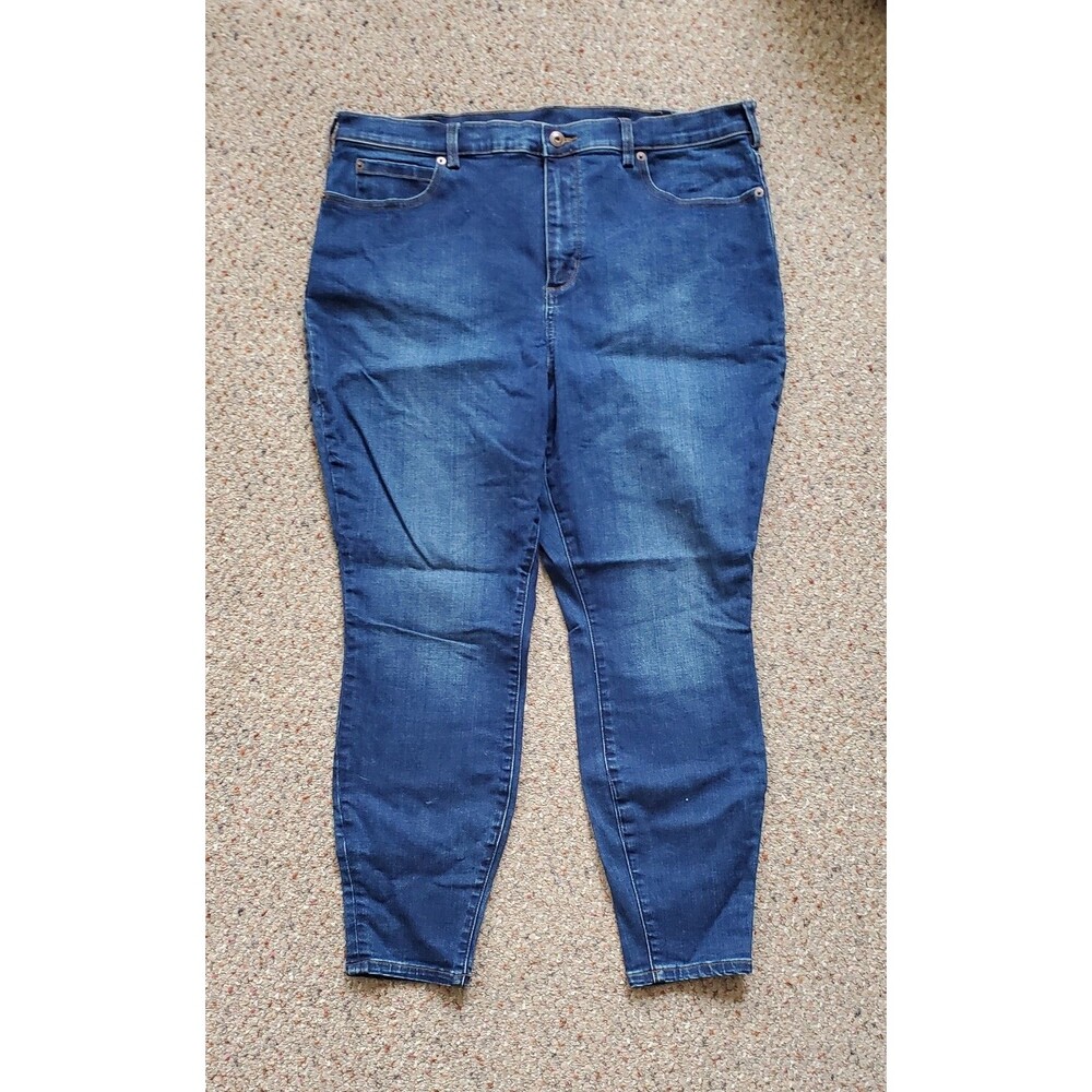 Duluth Trading Co Womens Jeans 18 Blue Denim Skinny Dark Wash High Rise Stretch
